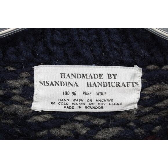 Sisandina Handcrafter Sweater Multicolor Wool Large Grandpa Core Chunky Knit - Picture 6 of 7
